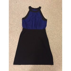 Blue and Black Sleeveless Dress